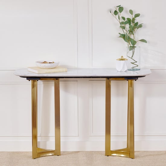 Vogue Ariana Marble Top Console Table - White and Gold