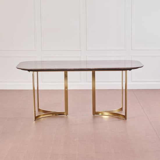 Vogue Anika Emotion Marble Top 6-Seater Dining Table - Brown