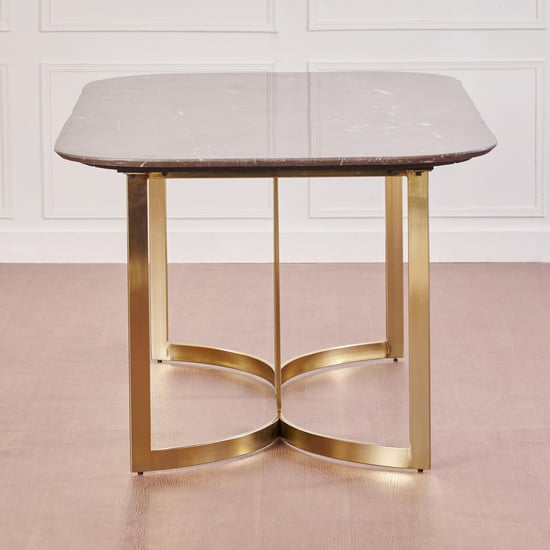 Vogue Anika Emotion Marble Top 6-Seater Dining Table - Brown