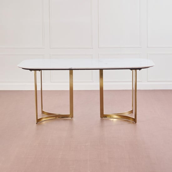 Vogue Ariana Banswada Marble Top 6-Seater Dining Table - White