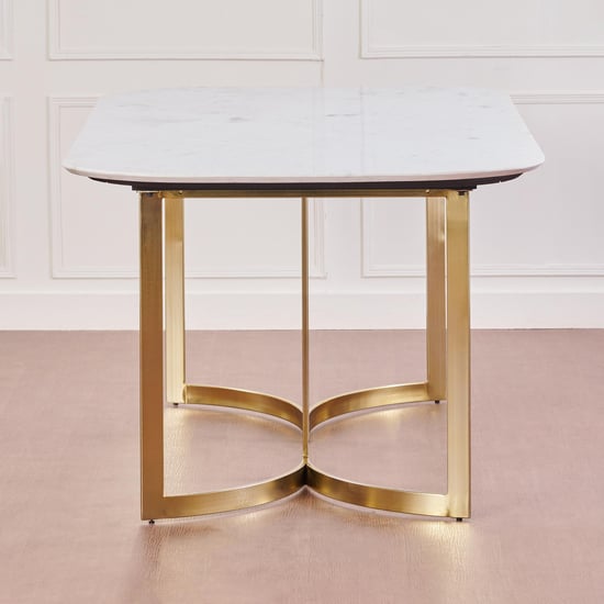 Vogue Ariana Banswada Marble Top 6-Seater Dining Table - White