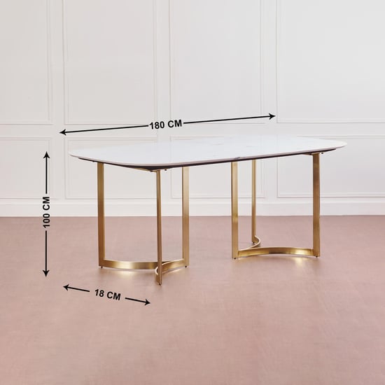 Vogue Ariana Banswada Marble Top 6-Seater Dining Table - White