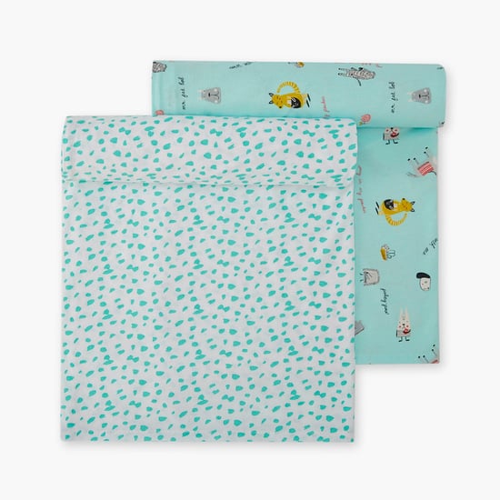 PORTICO Little Peaches Cotton Set of 2 Printed Swaddles
