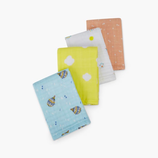 PORTICO Little Peaches Cotton Set of 4 Printed Burp Cloth