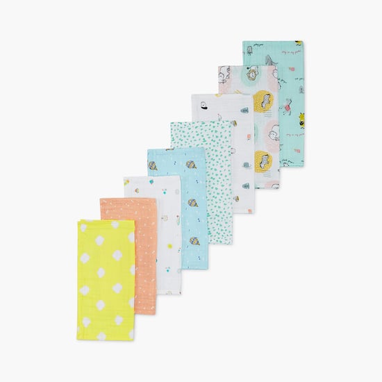 PORTICO Little Peaches Cotton Set of 8 Printed Burp Cloth