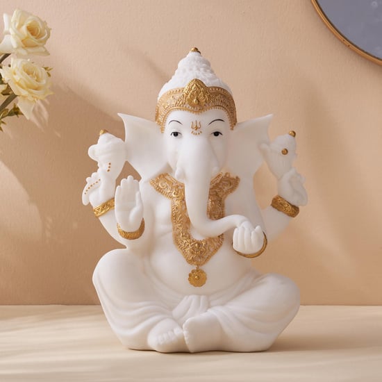 Dhyana Polyresin Sitting Ganesha Figurine
