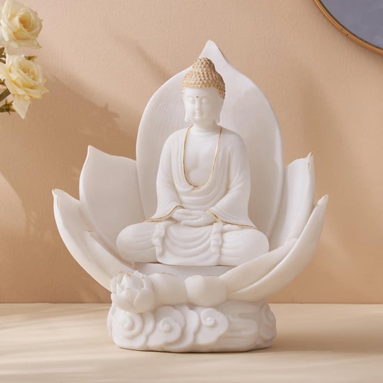 Noor Polyresin Buddha on Lotus Figurine