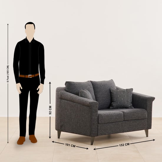 Reinvented Heritage Fabric 2-Seater Sofa with Cushions - Grey