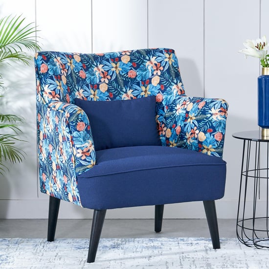 Ocean Fabric Printed Accent Chair - Blue