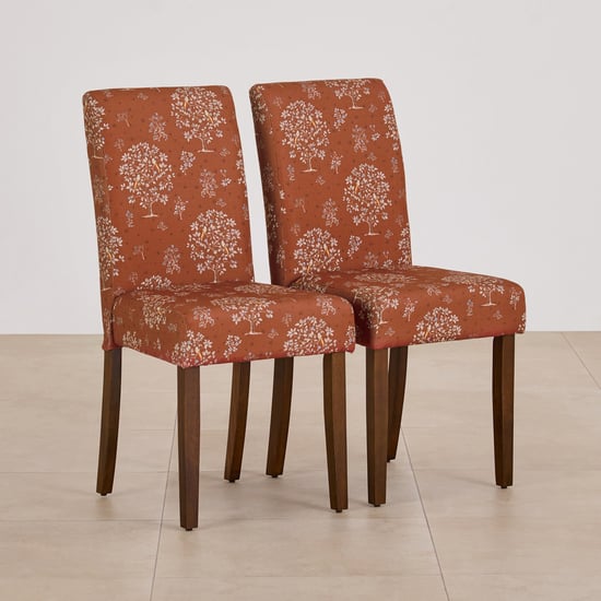 Nirvana Indus Set of 2 Fabric Dining Chairs - Rust and Dark Brown
