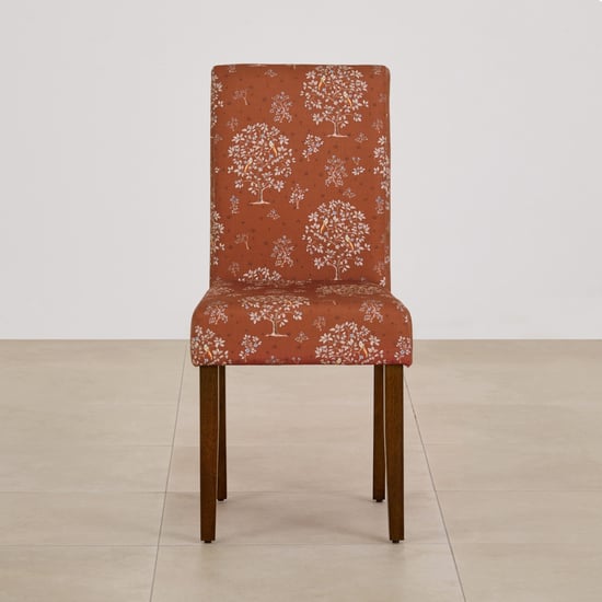 Nirvana Indus Set of 2 Fabric Dining Chairs - Rust and Dark Brown