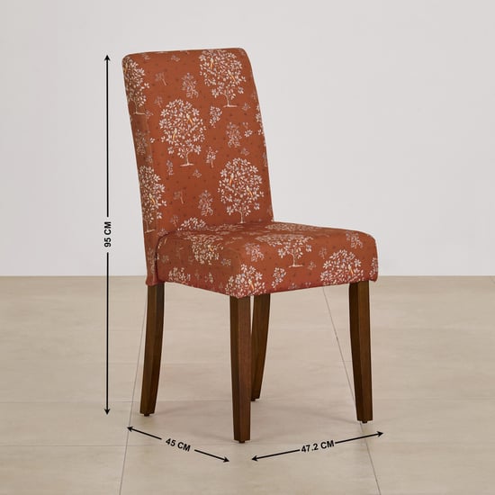 Nirvana Indus Set of 2 Fabric Dining Chairs - Rust and Dark Brown