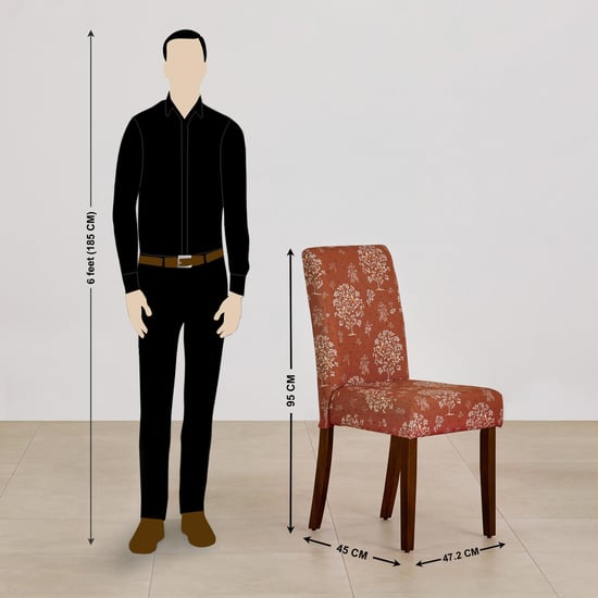 Nirvana Indus Set of 2 Fabric Dining Chairs - Rust and Dark Brown