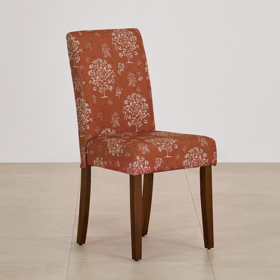 Nirvana Indus Set of 2 Fabric Dining Chairs - Rust and Dark Brown