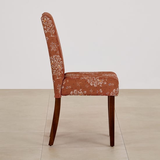 Nirvana Indus Set of 2 Fabric Dining Chairs - Rust and Dark Brown