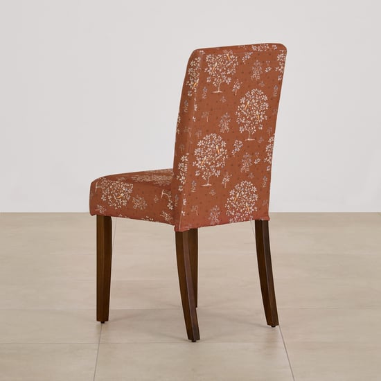 Nirvana Indus Set of 2 Fabric Dining Chairs - Rust and Dark Brown