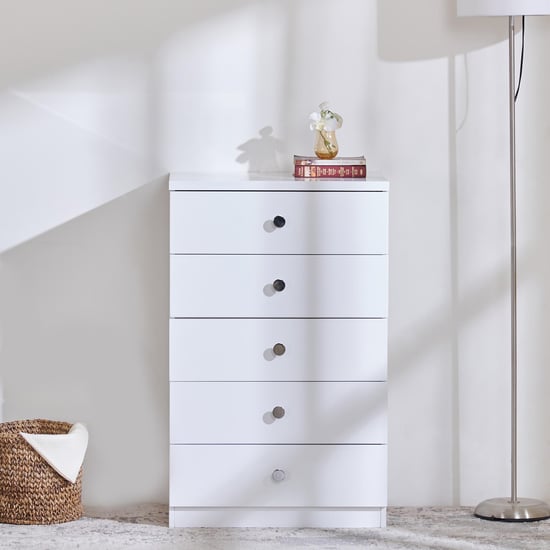 Alps Chest of 5 Drawers - White