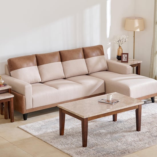 Antonio Fabric 3-Seater Right Corner Sofa with Chaise - Beige