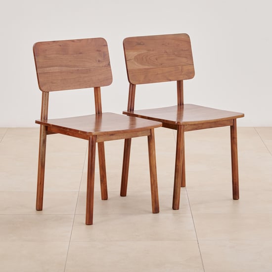 Refurbished) Urban Set of Acacia Wood Dining Chairs Brown