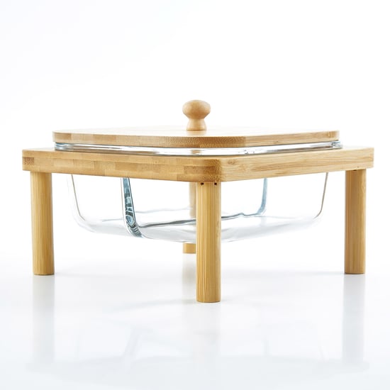 Vamos Istana Glass Serving Dish with Bamboo Stand