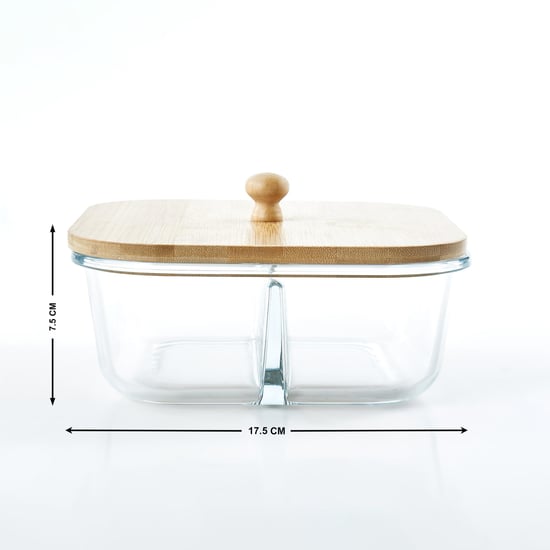 Vamos Istana Glass Serving Dish with Bamboo Stand