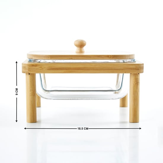 Vamos Istana Glass Serving Dish with Bamboo Stand