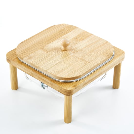 Vamos Istana Glass Serving Dish with Bamboo Stand