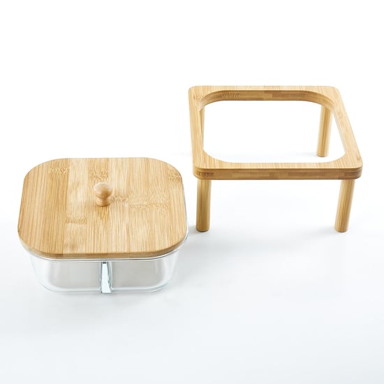 Vamos Istana Glass Serving Dish with Bamboo Stand