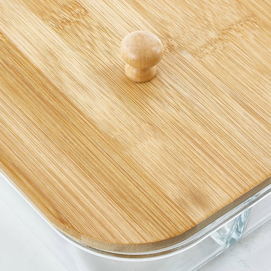 Vamos Istana Glass Serving Dish with Bamboo Stand