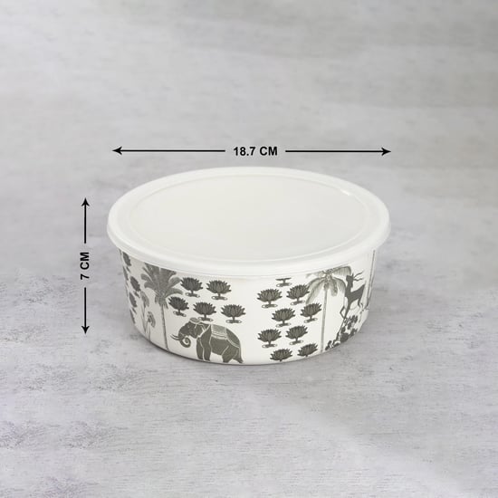 INDIA CIRCUS Monochrome Palatial Courtyard Set of 4 Bamboo Fibre Storage Containers