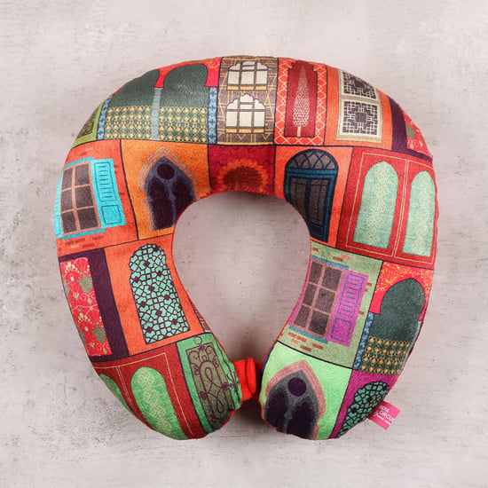 INDIA CIRCUS Mughal Doors Reiteration Printed Neck Pillow