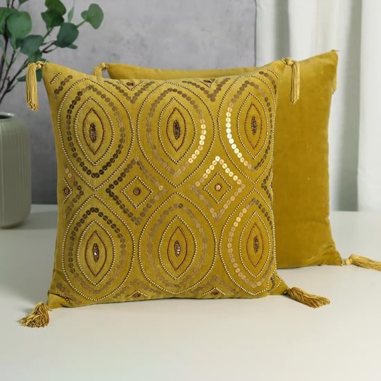 INDIA CIRCUS Aureolin Embellished Cushion Cover - 41x41cm