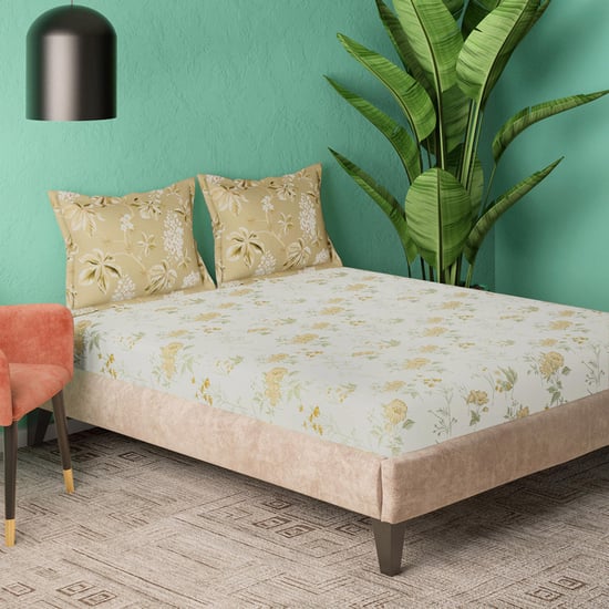 PORTICO Whispering Tales Cotton 220TC Printed 3Pcs Super King Bedsheet Set