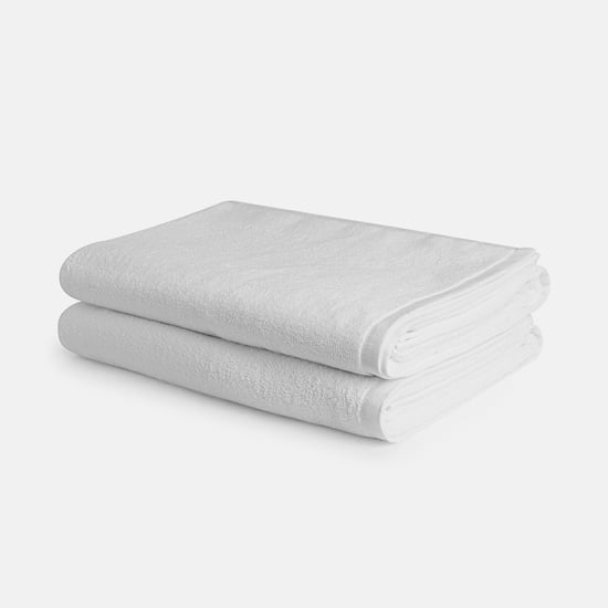 WELSPUN Hospitality Set of 2 Cotton Bath Towels, White - 152x76cm