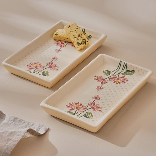 Corsica Kamal Set of 2 Stoneware Serving Platters - 20x12cm