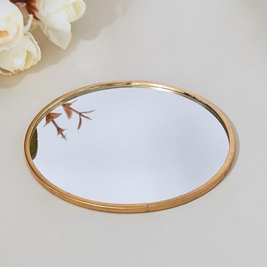 Selena Metal Candle Plate with Mirror Base