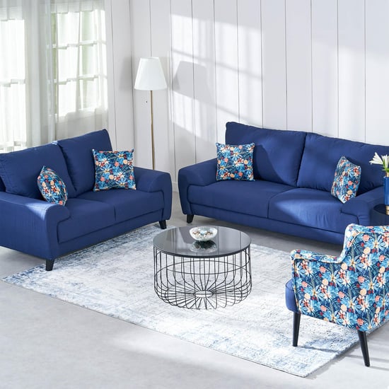 Ocean Fabric 3+2+1 Seater Sofa Set with Cushions Blue Blue