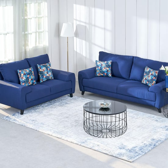 Ocean Fabric 3+2 Seater Sofa Set with Cushions - Blue
