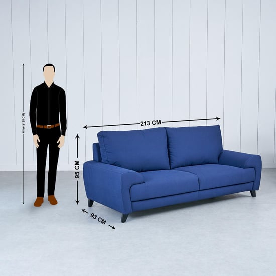 Ocean Fabric 3+2 Seater Sofa Set with Cushions - Blue