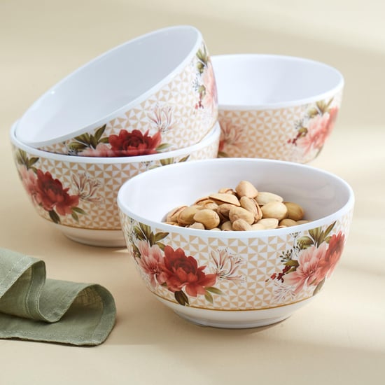 Corsica Azalea Set of 4 Melamine Printed Cereal Bowl - 750ml