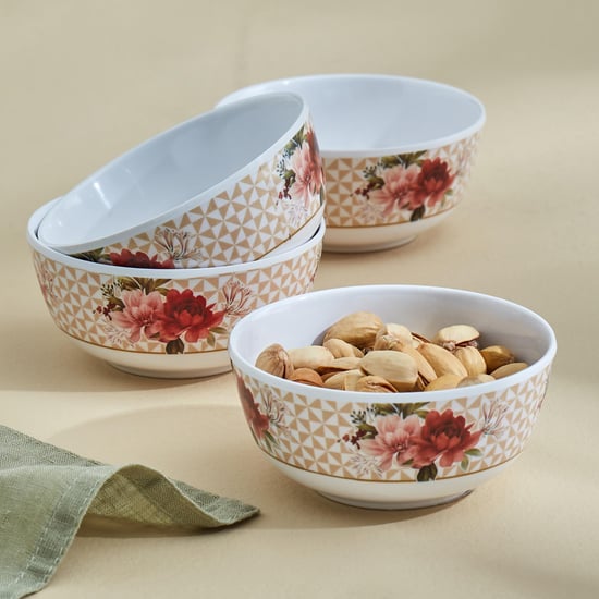 Corsica Azalea Set of 4 Melamine Printed Serving Bowl - 220ml