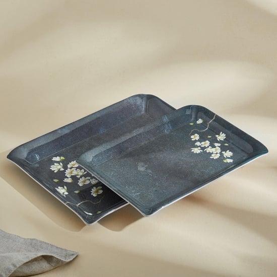 Corsica Azalea Set of 2 Melamine Printed Serving Trays