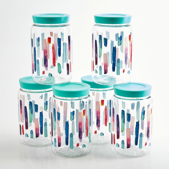 Corsica Set of 6 Storage Jars - 1.4L | Teal | Plastic