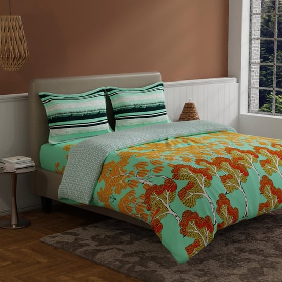 BICHAUNA Amelia Cotton 4Pcs Printed Double Bed-In-A-Bag Set