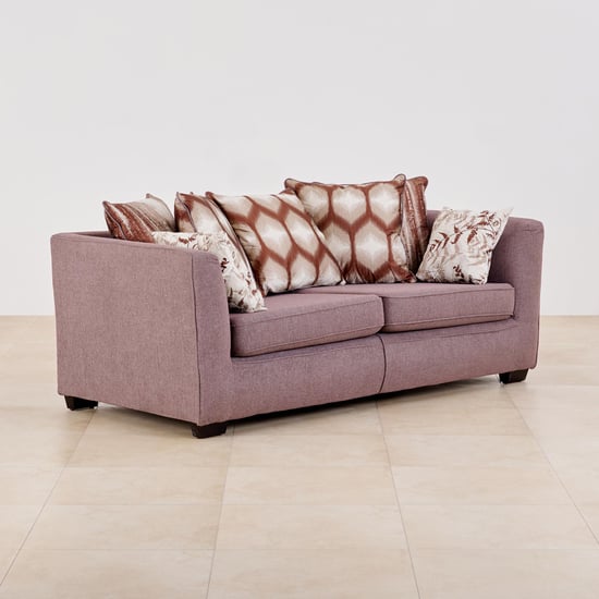 (Refurbished) Fenland Fabric 3-Seater Sofa with Cushions - Brown