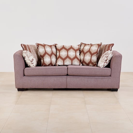 (Refurbished) Fenland Fabric 3-Seater Sofa with Cushions - Brown