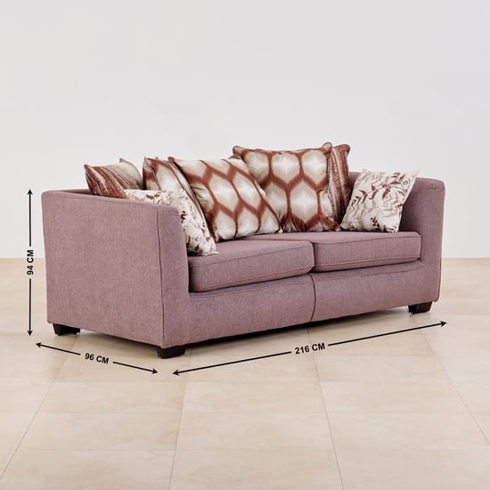 (Refurbished) Fenland Fabric 3-Seater Sofa with Cushions - Brown