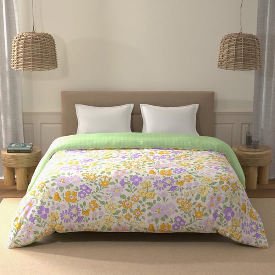 PORTICO Morning Glory Cotton Printed Double Comforter