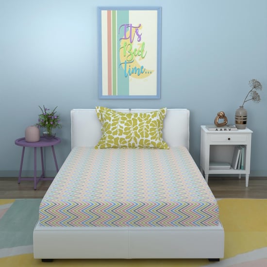 STELLAR HOME Marigold Cotton 128TC Printed 2Pcs Single Bedsheet Set
