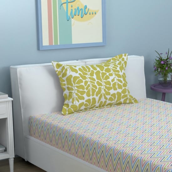 STELLAR HOME Marigold Cotton 128TC Printed 2Pcs Single Bedsheet Set